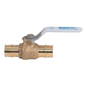 Watts 88005394 LFFBV-PEX-F1960 2-Piece Full Port Brass Ball Valve with PEX F1960 Ends, Without Waste Drain, 1 Inch