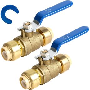 STYDDI 1/2 Inch Ball Valve, Brass Push-fit Water Valve, 1/2" x 1/2" Push to Connect Water Plumbing Shutoff Valve Fitting with Disconnect Clip, LEAD-FREE, Work with PEX, Copper Tubing, CPVC, PE-RT