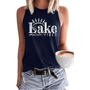 Lake Life Tank Tops Women Casual Summer Sleeveless Graphic Lake Mode Tank Vest Shirt Funny Vacation Holiday Tee Tops