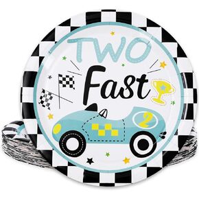 Gone Fishing Party Plates Black White Red Disposable Paper Plates Dinner Plates 9 Inch Dessert Plates for Fisherman Party Supplies Table Decor, 24Pcs