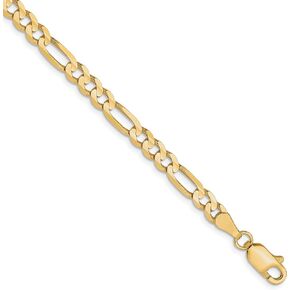 Avariah Solid 10K Yellow Gold 4mm Concave Figaro Chain -7.0" 8.0"
