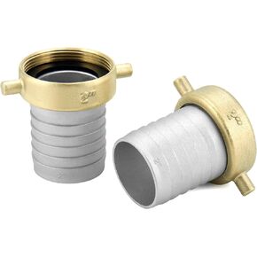 QWORK Aluminum and Brass 2" Female Pin Lug Hose Fitting for Liquid Handling - Compatible with Water Hoses and Requires Gasket