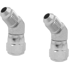 (2-PACK) 6502-05-05 تركيب محول خرطوم هيدروليكي 5/16 بوصة ذكر JIC 37 درجة مضيئة (1/2 بوصة -20UNF) × 5/16 بوصة أنثى JIC 37 درجة دوارة (1/2 بوصة -20UNF) 45 ° وصلات أنابيب الكوع موصل الأنبوب من الفولاذ الكربوني