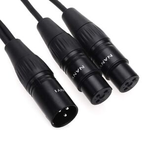 NANYI XLR Splitter Microphone Cable XLR to XLR Patch Cables 3-Pin XLR Male to Dual XLR Female Y Cable Adaptor mic Cable DMX Cable Patch Cords -10FT