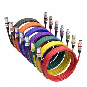 XLR Cables - Premium Balanced XLR Microphone Cables, Multiple Colors 7-Pack 3-Pin XLR Male to Female Speaker Microphone Cables with OFC Conductor for Studio Recording and DMX (10TF)