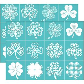 OLYCRAFT 2Pcs 11x8.6 Inch Four Leaf Clover Self-Adhesive Silk Screen Printing Stencil St. Patrick's Day Theme Silk Screen Stencil Reusable Mesh Stencils Transfer for DIY T-Shirt Fabric Painting