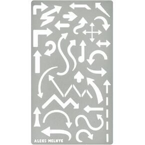Aleks Melnyk No.15 Metal Journal Stencil, Arrow, Stainless Steel Stencil 1 PCS, All Purpose Template Tool for Wood Burning, Bullet Journaling, Geometry Drawing, Painting, Technical Template
