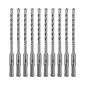 SALI 10PCS 1/4"*6" SDS Plus Rotary Hammer Drill Bit Concrete Drill Bit Kit Cross-Type Double Thread Carbide Material Suitable for Concrete, Brick, Cement Walls, Stone, Hammer Drill Bits for Concrete