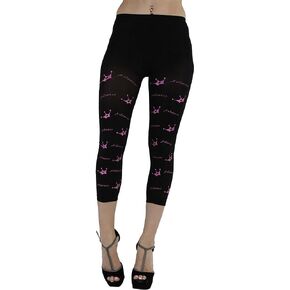 ToBeInStyle Women's Opaque Crown Print High Waist Capri Leggings Blackpink
