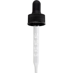 JUVITUS Dropper Closure Top for 2 oz / 60 ml (20-400 Neck Size) Boston Round Bottles - 12 Pack (Gold Glass Bent Tip)