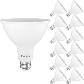 Sunco Lighting 12 Pack 1800 Lumens Outdoor LED Flood Light Waterproof PAR38 LED Bulb, Dimmable, 15W=150W, 5000K Daylight, E26 Base, UL Energy Star Listed