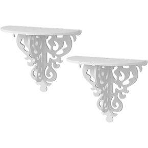 Zerodeko Room Decor 2pcs Floating Wall Shelf Wall Mounted Flower Pot Holder Decorative Plant Holder Vintage Display Wall Organizer Retro Carving Wall Art Decoration Flowerpot Stand Floating Shelves