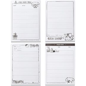 4 Pack Cartoon To Do list Notepad 9.8" X 7.1", Wide Ruled, Lined Writing Memo Pads with 30 Sheets Each Pad, Easy Tear Off No Rip Notepad for Daily Planning and Organization of Work