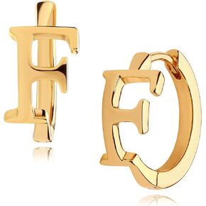 أقراط Fettero الأولية 18K ذهبية مملوءة بأحرف أبجدية أنيقة اسم A إلى Z Huggie هوب أقراط مجوهرات بسيطة حساسة هدية