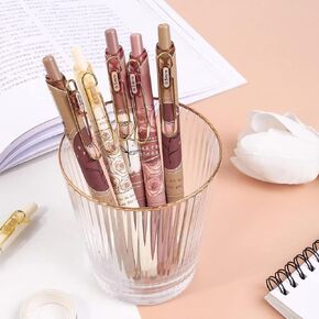 Quick Dry Ink Pens, Kawaii Ballpoint pens, Retractable Gel Pen, 0.5mm Fine Point Black Ink Smooth Writing for School Office Home, Pack of 4pcs (Rose)