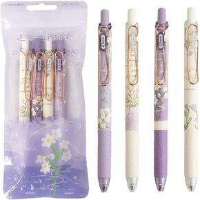 4 Pcs Gel Ink Pens Flower Retractable Pens 0.5mm Black Ink Gel Pens Women Girls Cute Aesthetic Pens Office School Pens (Flower-2)