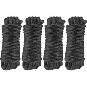 Amarine Made Double Braided Nylon Dock Lines 7700 lbs Breaking Strength (L:25 ft. D:5/8 inch Eyelet: 15 inch) 4 Pack of Marine Mooring Rope with Loop Boat Dock Lines Working Load Limit:1540 lbs