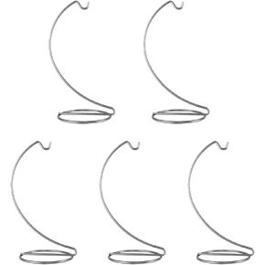 Ornament Display Stand Metal Stand Air Plant Stand Flower Pot Stand Holder Iron Pothook Stand for Hanging Glass Terrarium Globe Ball (Silver 5Pcs)