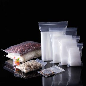400PCS Thick Plastic Bags, Clear Durable Food Grade Safe PE Plastic Bags for Dry Goods, Candy, Tea, Coffee and Small Parts Storage.(4 Assorted Sizes,2.75 Mil)2x2.76 3.2x4.72 4x6 6.3x9.5 Inch