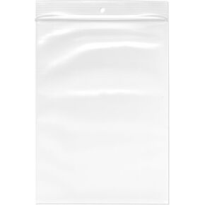 Plymor 6" x 8" (Pack of 100), 4 Mil with Hang-Hole Heavy Duty Zipper Reclosable Plastic Bags