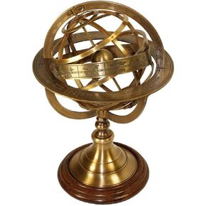 RedSkyTrader Brass Antique Finish Armillary Celestial Globe with Zodiac Engravings