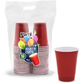 PAMI Blue Plastic Party Cups [Pack of 30]- 16oz Disposable Drinking Glasses- Colored Plastic Glasses For Iced Tea, Smoothies, Punch, Beer, Cocktails & Cold Drinks- Beerpong Cups