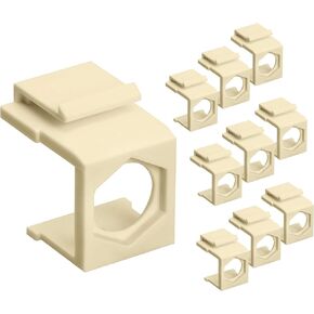 Cmple – Blank Insert Snap-in F Type Coax Connector for Keystone Wallplate - 10 Pack, Ivory