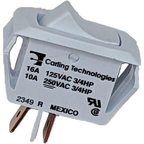 Carling Curvette White Rocker Switch | SPST ON-Off | 10A 250VAC / 16A 125VAC | Pack of 2