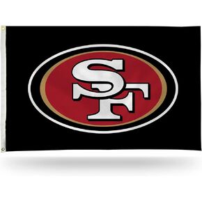 Rico Industries NFL San Francisco 49ers Black 3' x 5' Banner Flag 3' x 5' Banner Flag Single Sided - Indoor or Outdoor - Home Décor