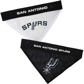 Pets First NBA DOG BANDANA - SAN ANTONIO SPURS REVERSIBLE PET BANDANA. 2 Sided HOME & AWAY Sports Bandana with a PREMIUM Embroidery TEAM LOGO, Small/Medium.