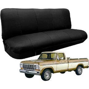 Custom-Fit Bench Seat Covers Replace for 1969-1996 Ford F100 F150 F250 Series Air Mesh Fabric Full Size Classic Trucks Seat Protector Without Headrests (Black)