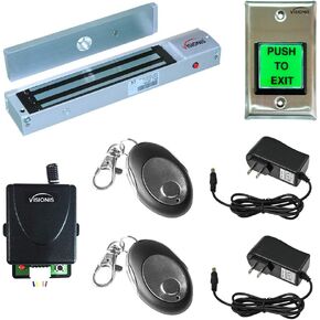 Visionis FPC-5013 One Door Access Control Inswinging Door 600lbs Electromagnetic Lock Kit with Wireless Receiver and Remote Magnetic Lock System