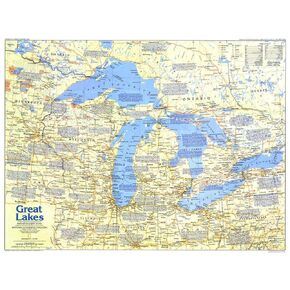 National Geographic: The Canada/US Great Lakes 1987 - Historic Wall Map Series - 27.25 x 20.5 inches - Laminated