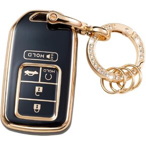 Gematay لسيارة Honda Key Fob Cover، حافظة مفاتيح السيارة لهوندا Civic Accord Pilot CRV Odyssey Key Fob Shell مع سلسلة مفاتيح، أبيض