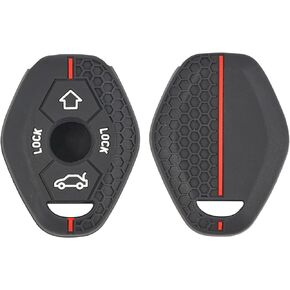 2 PCS Silicone 2 Button Remote Control Key Case Fob Shell Cover Ring Holder Protector for BMW 3 5 7 Series M3 M5 M6 X3 X5 Z3 Z4 Z8 Car Replacement