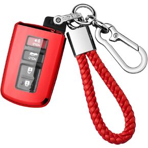 Autophone Compatible with Toyota Key Fob Cover with keychain,Premium Soft TPU 360 Degree Protection Key Case For Tacoma Sequoia Tundra 4Runner Highlander RAV4 Camry Corolla Smart key-Black
