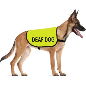 CENWA Deaf Dog Jacket Vest Deaf Dog Alerts Deaf Dogs Walking Slogan Warning Vest Special Needs Gift (Deaf Dog L)