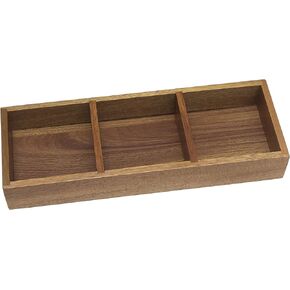 Lipper International 1123 Acacia Organizer Tray for Office Supplies or Household Items, 3 Compartments, 11 5/8" x 4" x 1 3/4"