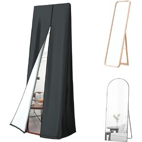 Floor & Full Length Mirror Cover for Floor & Full Length Mirrors, H 64 in. x W 24 in. Waterproof, Dustproof 420D Silver-Plated Oxford Fabric for Floor & Full Length Mirrors - Black(Cover Only)