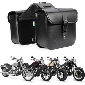 KEMIMOTO Motorcycle Saddlebags Throw Over Saddle bags with lock Small Size Panniers 14L Side Bags for Sportster Softail Dyna Road King Synthetic Leather Universal Luggage