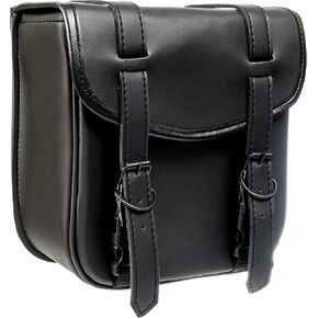 Motorcycle Sissy Bar Black Synthetic Leather Bag 3 Point Heavy Duty Mounts with Quick Release Front Buckles, Universal Fit for Sissy Bars or Forks (Stud) in Kuwait