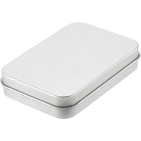 uxcell Metal Tin Box Containers, 4.2x2.8x1.6 Inch Silver Mini Portable Metal Rectangular Empty Hinged Tins Box with Lid for Candy Tins Gift Card
