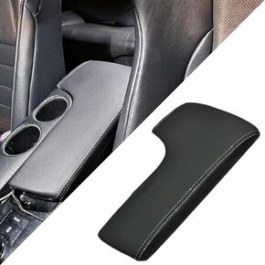 SecosAutoparts Leather Center Console Lid Armrest Cover Fit for Lexus IS200 IS250 IS300 IS350 2014 2015 2016 2017 Black Leather Red Stitching (Skin only)