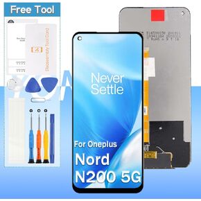 Screen Replacement for OnePlus Nord N200 5G DE2118 DE2117 LCD Display Touch Digitizer Assembly with Tools | 6.49'' | Black | Tools Included