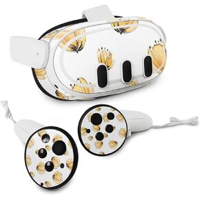 MightySkins Skin Compatible with Meta Quest 3 - Yellow Poppy | Protective, Durable, and Unique Vinyl Decal wrap Cover | Easy to Apply, Remove, and Change Styles