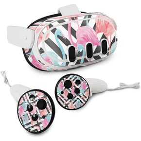 MightySkins Glossy Glitter Skin Compatible with Meta Quest 3 - Pop Flamingo | Protective, Durable High-Gloss Glitter Finish | Easy to Apply