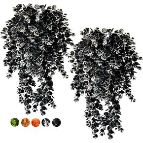 Vine Plant 4 Pcs Ferns Artificial Plants Large Faux Hanging Plant Artificial Hanging Plants Wall Plants Fake Ivy Room Decor Home Garden Wedding Party Indoor Outdoor Decorations(Black)…
