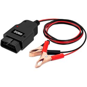 Car Memory Saver Cable with 2 Alligator Clips, 12V Emergency Power Supply Battery Connector Avoid Losing OBD II Car Computer ECU Memory