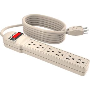 Stanley 30021 PowerMax 6 XL, 6-Outlet Power Strip w/ Long Cord , Beige