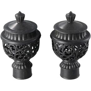2Pcs Curtain Rod Cap Finials,Plastic Vintage Hollow Curtain Rod Cap Finials,Curtain Rod Pole Decorative End Cap,for 28mm Curtain Poles
